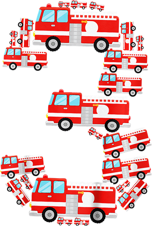 Fire Truck 3rd Birthday 3 Year Old Firefighter Kids T-Shirt