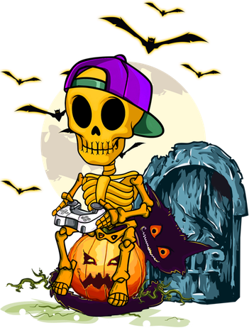 Halloween Skeleton Gamer Funny Halloween Tee For Game Lovers Cute Gift Baby Bodysuit