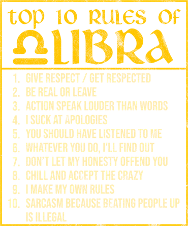 Top 10 Rules Libra Zodiac Sign September October Birthday Gift Women's Long Sleeve Shirt