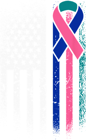 American Flag Thyroid Cancer Awareness Ribbon USA Warrior Bucket Hat