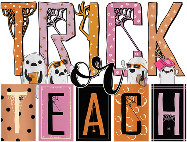 Trick or Teach Floral Groovy Halloween Teacher Retro Ghost Kids Hoodie