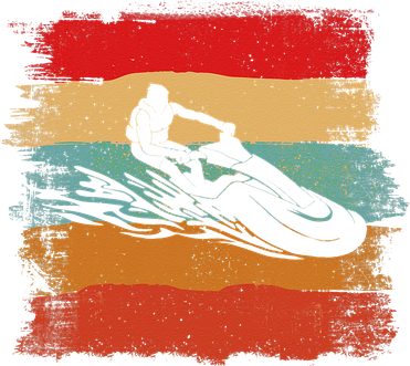 Vintage Colorful Stripes Jet Skiing Lover Jet Ski Enthusiast Kids T-Shirt
