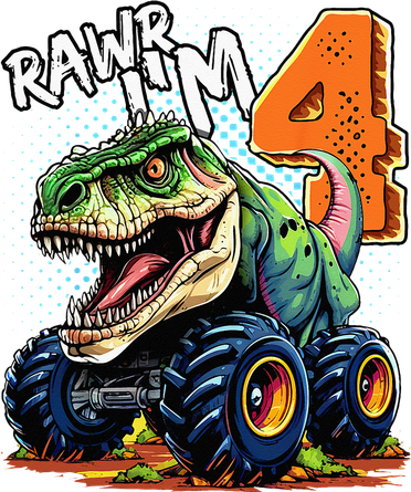 Monster Truck Dinosaur T Rex 4th Birthday Boy 4 Year Old Doggie Tank