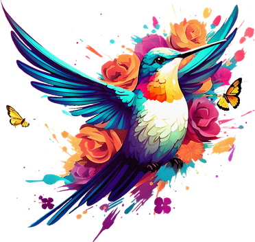Hummingbird Design W Bright Vivid Colors & A Floral Splash 11oz C Handle Ceramic Mug