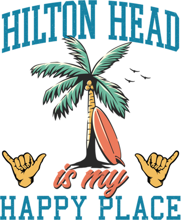 Hilton Head Is My Happy Place Retro Beach Palm Trees Summer Great Gift Women's Long Sleeve Shirt