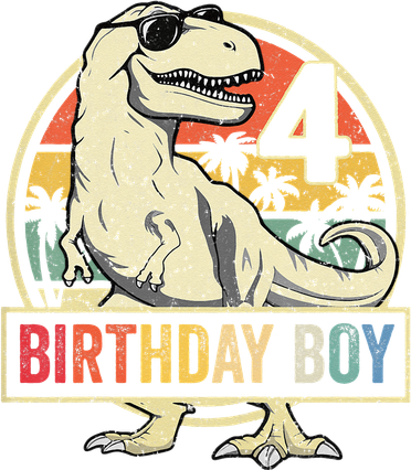 Kids 4 Year Old 4th Birthday Boy T Rex Dinosaur Baby Bodysuit