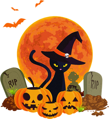 Cute Witch Cat Pumpkin Graveyard Spooky Cat Mom Halloween Hat