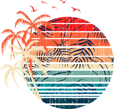 Exotic Flowers Coconut Palm Trees Retro Tropical Summer Kids Hoodie