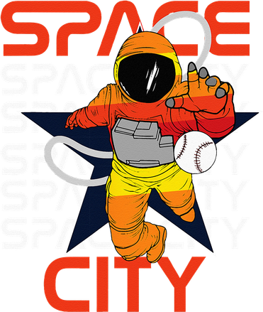H Town Houston Space City Vintage Baseball Astronaut Kids T-Shirt