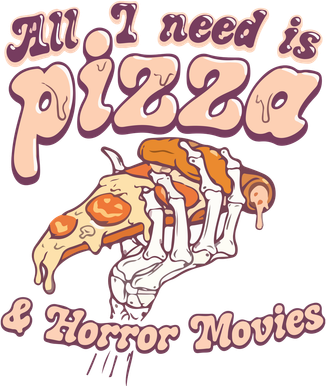 All I Need Is Pizza & Horror Movies Pumpkin Face Pizza Groovy Halloween Women's Sweatshirt