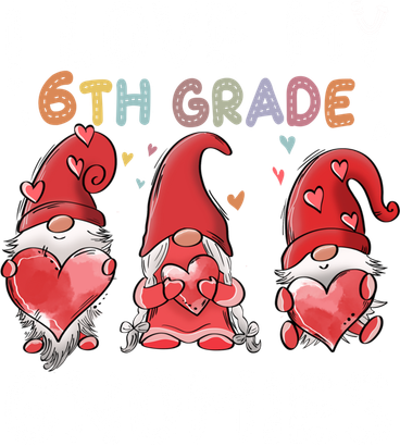 I Love My 6Th Grade Gnomies Funny Valentine Heart Teacher Gift Women's Hoodie