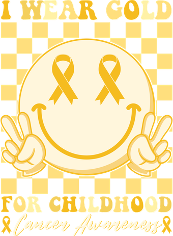 Retro Emoji Smiley I Wear Gold For Childhood Cancer Awareness Toddler T-Shirt