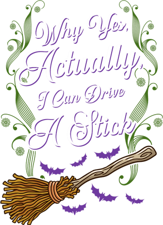 Why Yes I Can Drive A Stick Funny Halloween Witch Gift Kids Long Sleeve Shirt