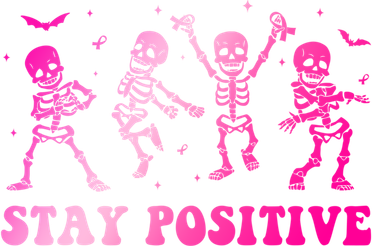 Stay Positive Pink Breast Cancer Halloween Spooky Skeleton Cute Gift Button