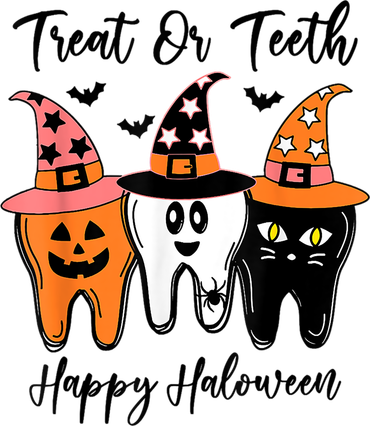 Retro Trick Or Teeth Funny Dental Halloween Treat Dentist Great Gift Women's Hoodie