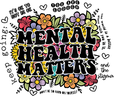 Floral Mental Health Matters Canvas Tote Bag Psychology Button
