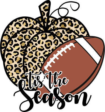 Tis The Season Leopard Pumpkin Football Fall Autumn Polo