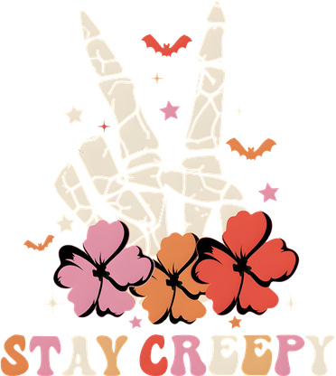 Stay Creepy Hallowen Pumpkin Skeleton Bone Hand Baby Bodysuit