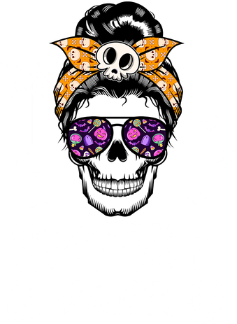 Skull Messy Bun Halloween Spooky Mama Mom Halloween Gift Tote Bag