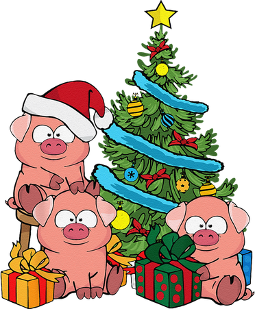 Christmas Tree Pig Lover Farm Animals Swine Pig Baby Bodysuit
