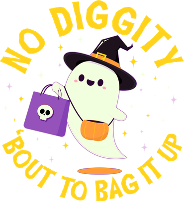 Halloween Ghost No Diggity Bout To Bag It Up Kids Hoodie