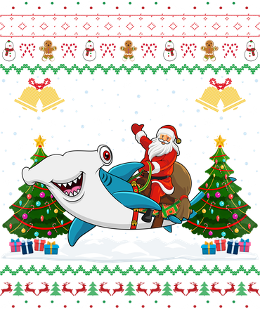 Ugly Hammerhead Shark Xmas Gift Santa Riding Shark Christmas Gift Hat