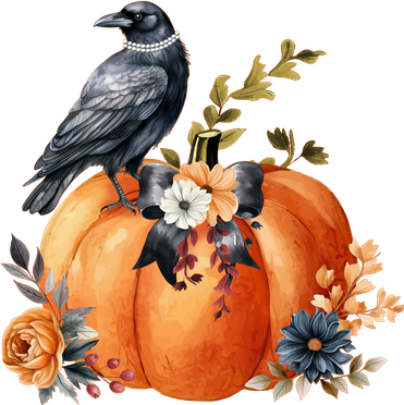 Pretty Autumn Raven Floral Pumpkin Fall Lover Women's Sweatshirt
