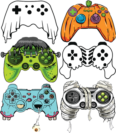 Halloween Skeleton Zombie Gaming Controllers Mummy Game Boy Kids T-Shirt