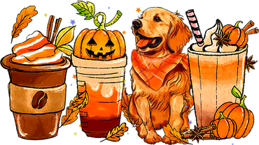 Pumpkin Spice Coffee Golden Retriever Dog Fall Thanksgiving Hoodie