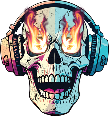 Flaming Skull Rock Music Kids T-Shirt