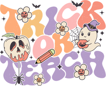 Trick Or Teach Retro Floral Ghost Teacher Groovy Halloween Great Gift Kids Hoodie