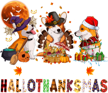 Corgi Dogs Halloween Thanksgiving Christmas Hallothanksmas Gift Women's T-Shirt