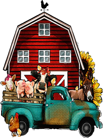 Red Barn Farm Pickup Truck With Farm Animals Farmer Cowgirl Tumbler