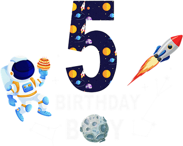 Outer Space 5th Birthday 5 Year Old Solar System Astronaut Button