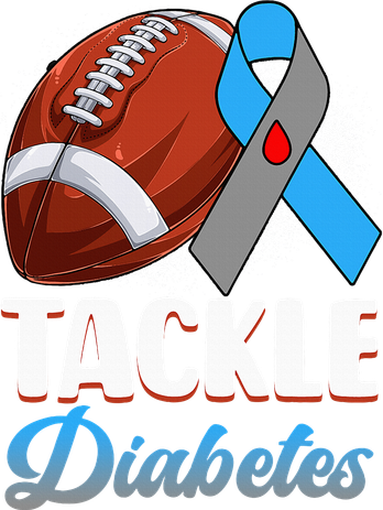 Tackle Diabetes Awareness Football Blue Ribbon Type 1 Type 2 Button