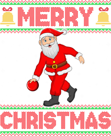 Ugly Sweater Style Santa Claus Playing Bowling Christmas Gift Women's Hoodie