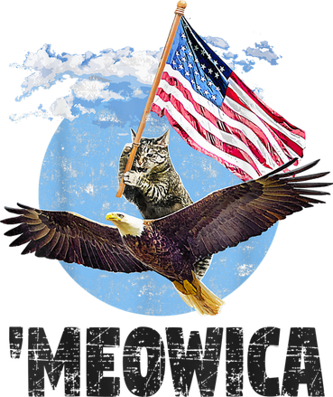 Meowica July 4h Funny Cat Bald Eagle American Flag Toddler T-Shirt