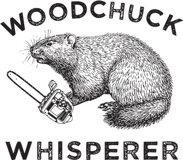 Woodchuck Funny Groundhog With Chainsaw Button