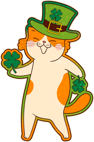 Funny Vintage St Patricks Day Leprechaun Shamrock Clover Cat Women's T-Shirt