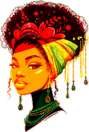 Elegant Black African American Woman With Afro Head Wrap Toddler Long Sleeve