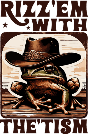 Autism Funny Rizz Em With The Tism Meme Autistic Frog Cowboy Coaster