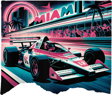 Formula Racing Open Wheel Car Retro Miami Circuit Usa Flag Polo
