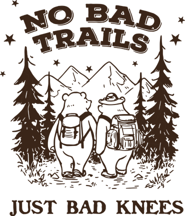 No Bad Trails Just Bad Knees Cute Bears Hiking Vintage Pajama Set