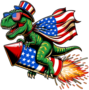 Patriotic T Rex Riding Firework 4th Of July Doddie Hoodie