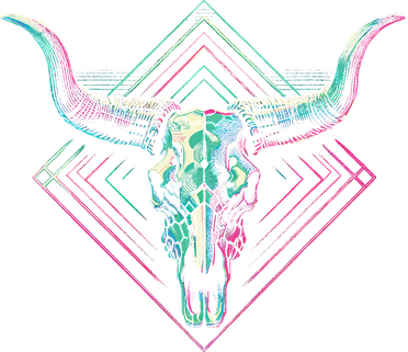 Vaporwave Longhorn Cow Cattle Skull Art 80s 90s Long Sleeve Shirt