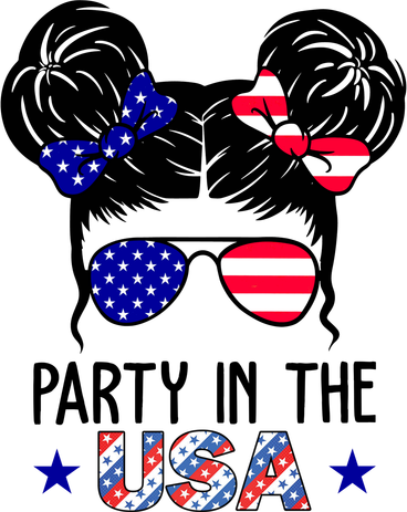 Party In The Usa Hair Bun 4th Of July Women's T-Shirt