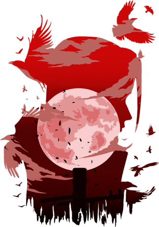 Red Moon Ninja Ceramic Ornament