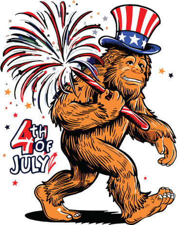 Bigfoot Sasquatch 4th Of July Fireworks T-Shirt