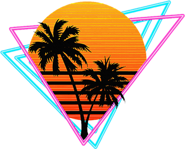 80s Retro Palm Tree Sunset Nostalgic Vintage Sunset Baby Bodysuit