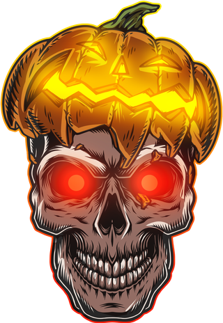Spooky Halloween Glowing Pumpkin Skull Face Long Sleeve Shirt